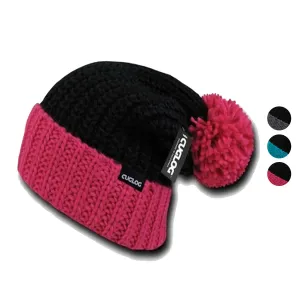 1 Dozen Cuglog Rainier Two Tone Cuffed Beanies Pom Style Wholesale Lots