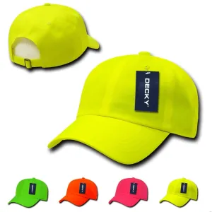 1 Dozen Decky Neon Pre Curved Bill 6 Panel Low Crown Dad Hats Caps Wholesale