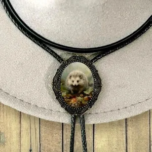 Bolo Tie - Hedgehog in Silver and Grey