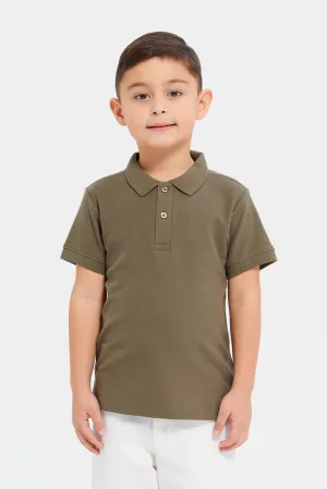 Boys Olive Basic Polo Shirt