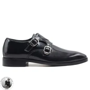 Custom Made Goodyear Welted Black Patent Double Monk Strap Whole Cut Dress / Formal  Shoes For Men's