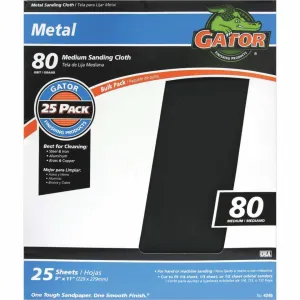 Gator 9 In. W. x 11 In. L. 80 Grit Emery Cloth (25-pack)