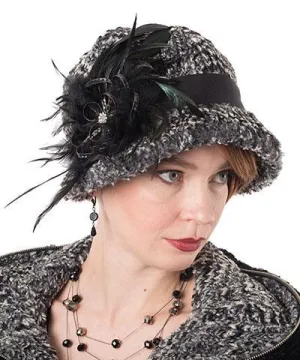 Grace Cloche Style Hat - Cozy Cable in Ash Faux Fur