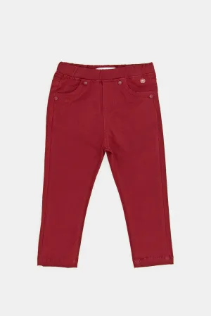 Infant Girls Burgundy Slim Fit Jeggings