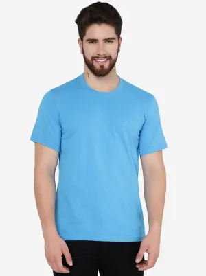 Malibu Blue Solid Slim Fit T-Shirt | JadeBlue