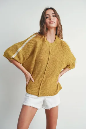 Mustard   Ivory Knitted Loose Sweater