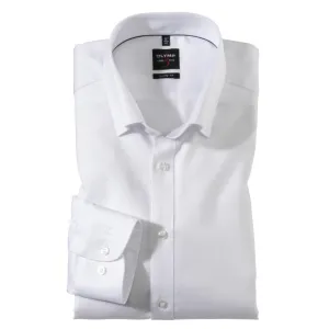 OLYMP LEVEL FIVE BODY FIT UNDER BUTTON DOWN COTTON STRETCH SLIM FIT FORMAL SHIRTS - WHITE 0464/64