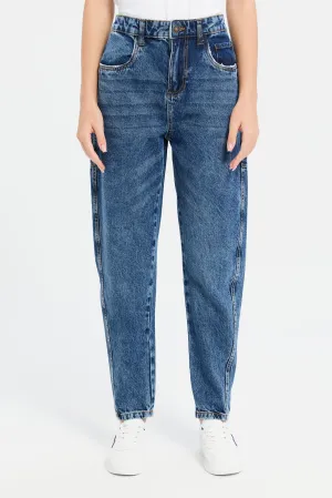 Senior Girls Blue Mom's Fit Jeans