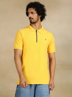 Yellow Solid Slim Fit Polo T-Shirt | Jade Play